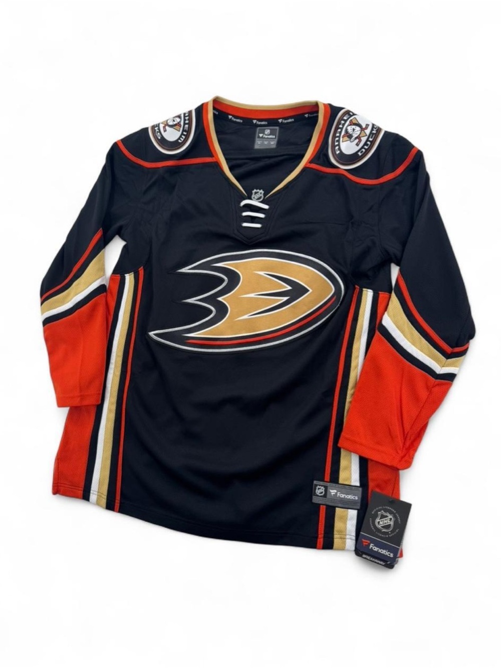 Men’s Fanatics Anaheim Ducks Black & Orange Hockey Jersey Size XL - Picture 2 of 7